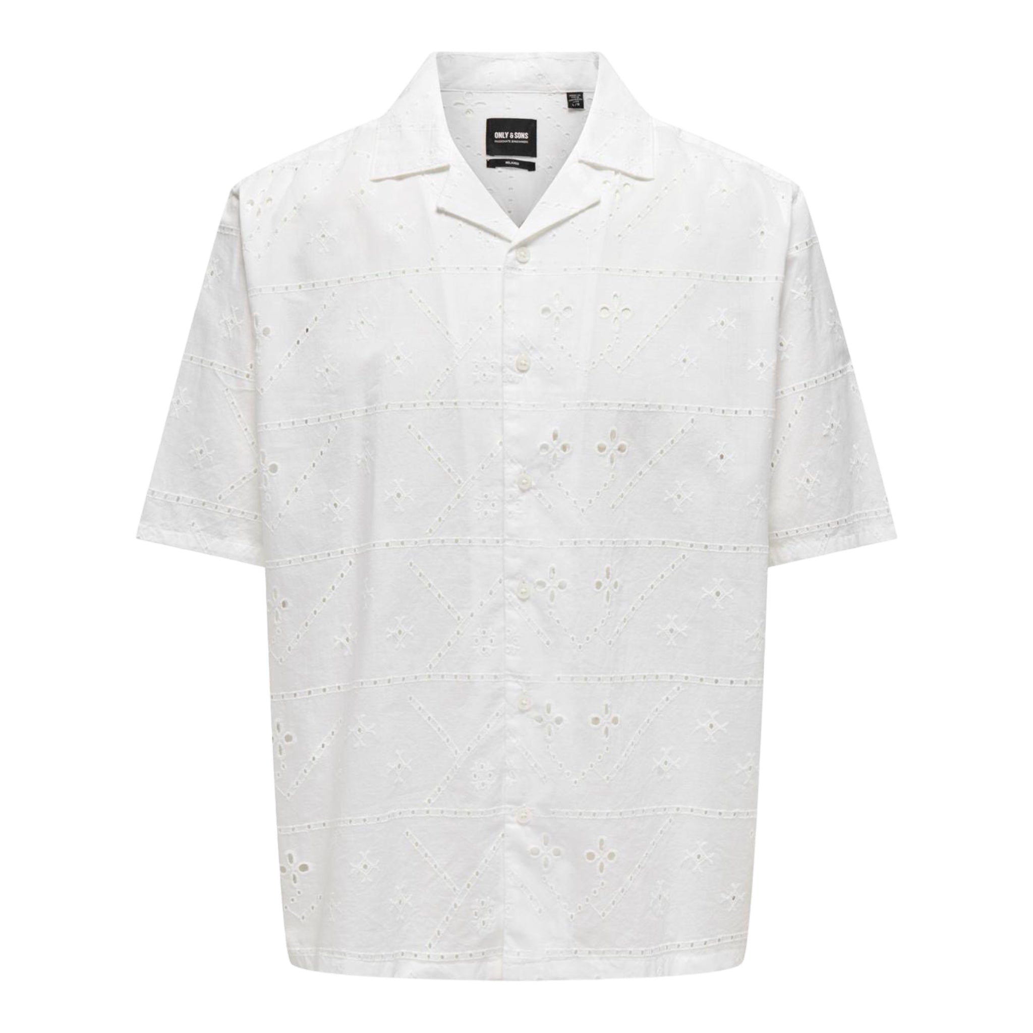 Camicia Maniche Corte Aron Chiffly Rlx Resort Bianco 22029114 Only & Sons