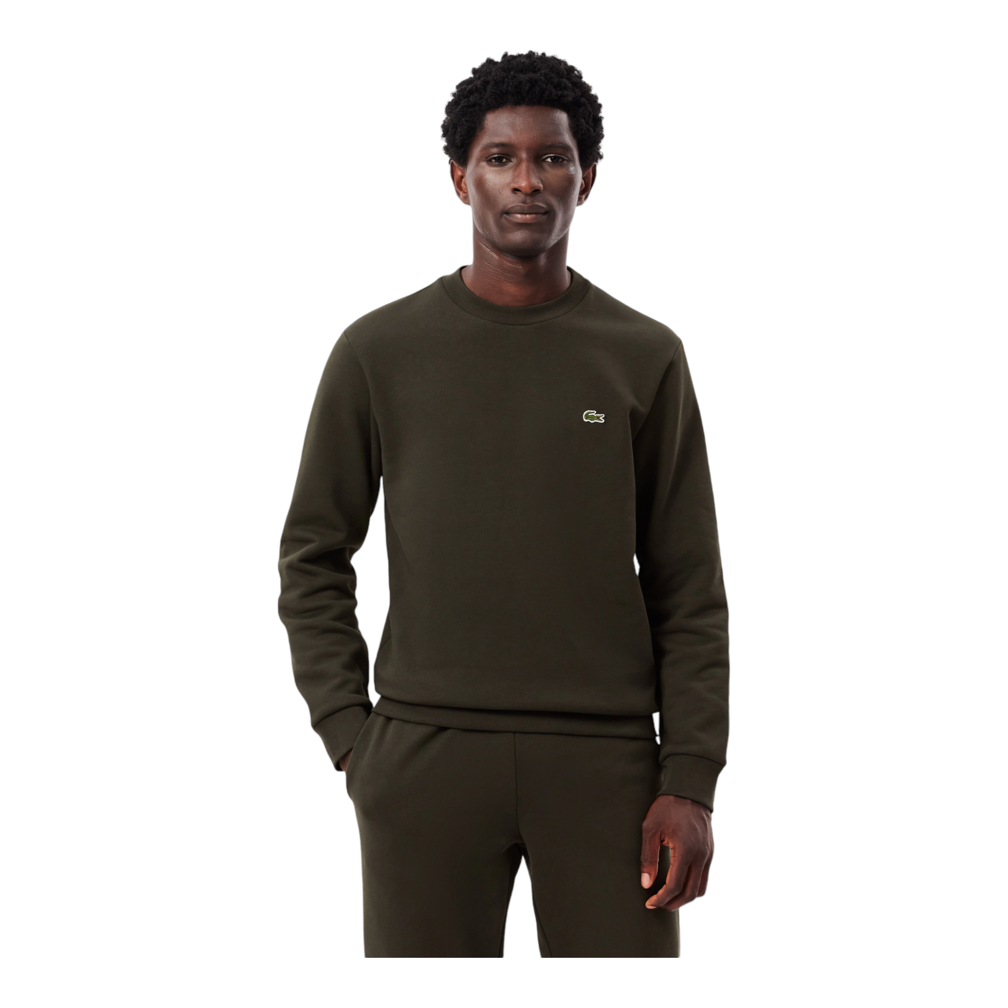 Felpa Girocollo Classic Fit Verde Khaki SH9608-00-L7A Lacoste