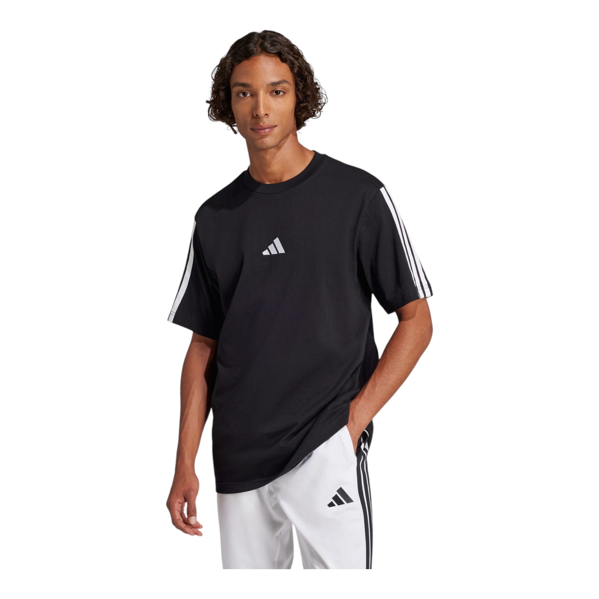 T-Shirt essentials 3 Stripes Jersey Nera JW1949 Adidas