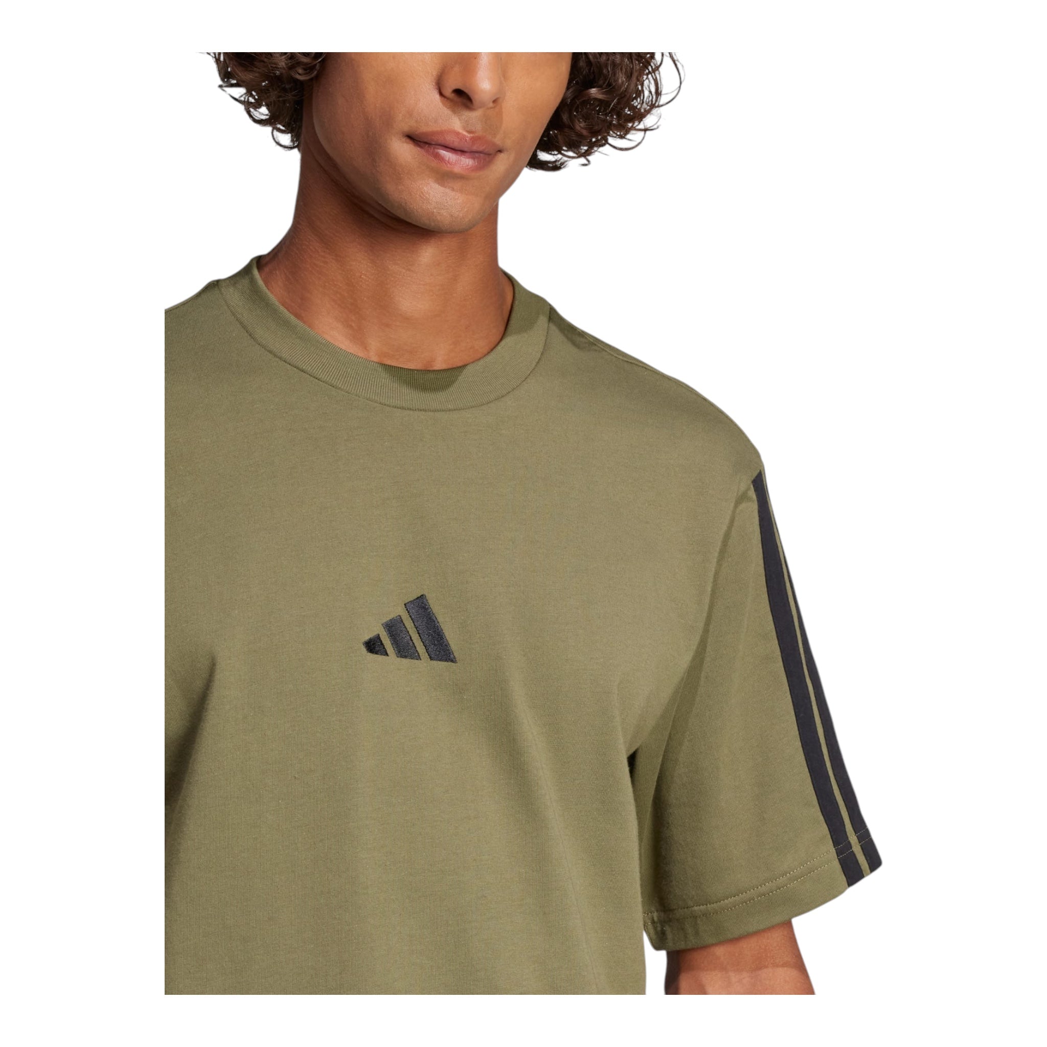 T-Shirt essentials 3 Stripes Jersey Verde JW1947 Adidas
