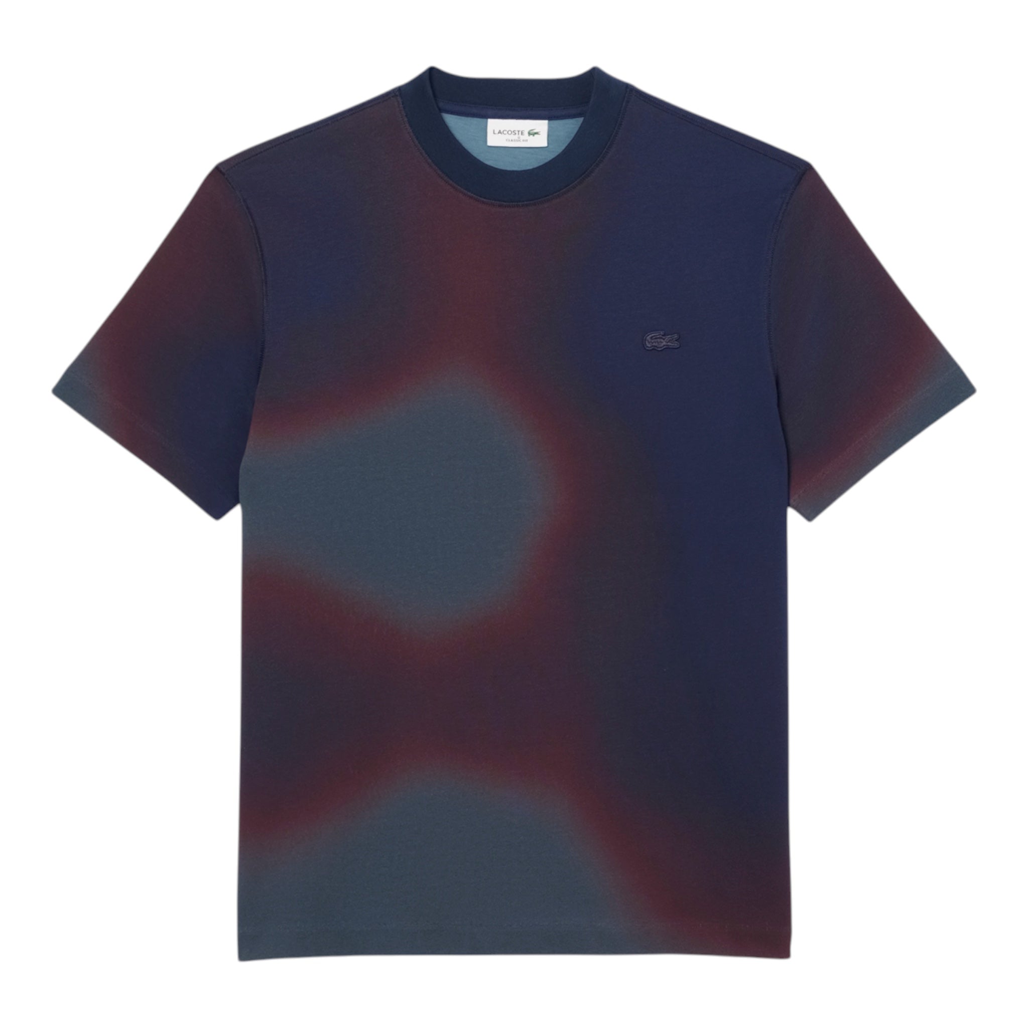T-Shirt In Jersey Con Stampa Ombré Bleu Marine/ Bordeaux TH0293 00 EIX Lacoste