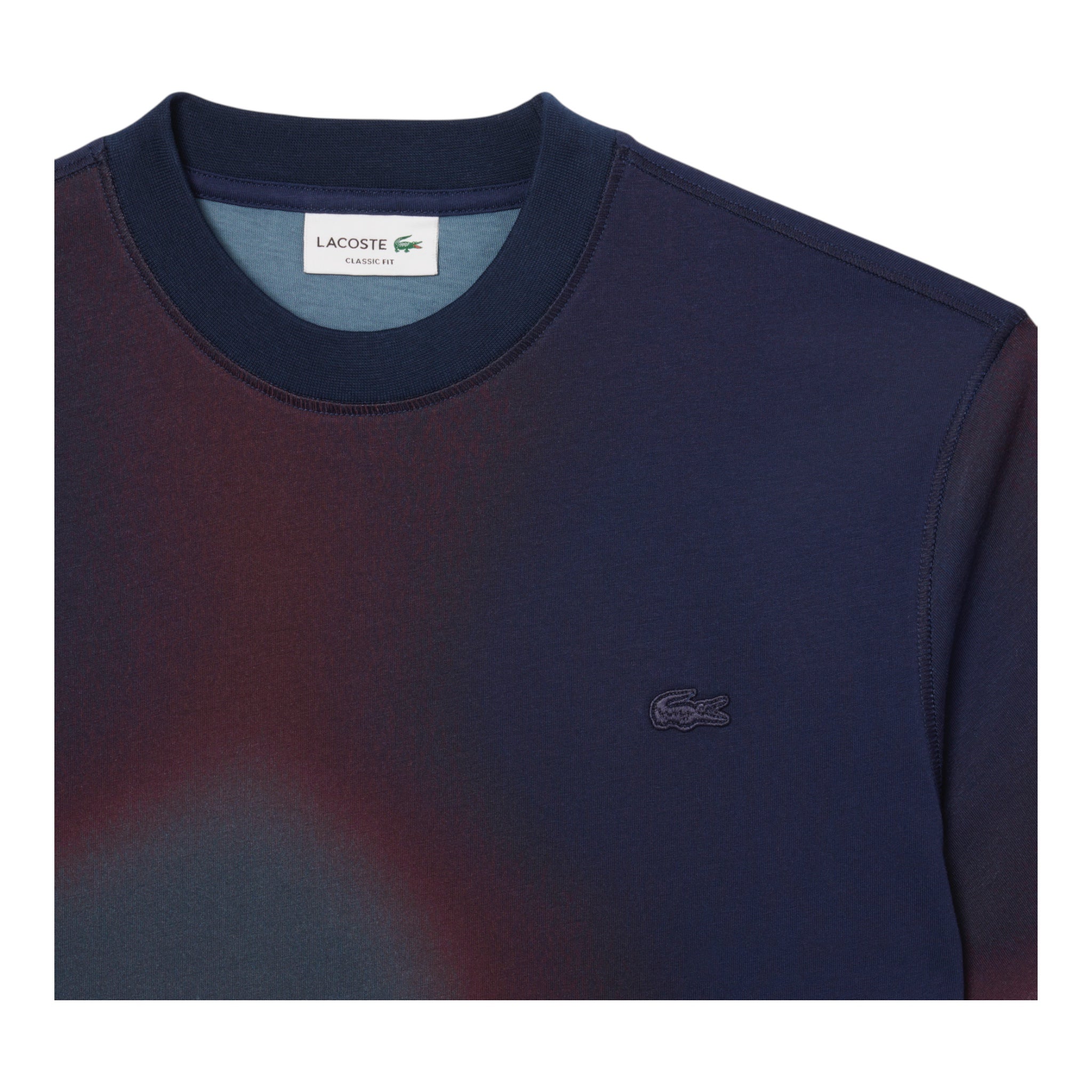 T-Shirt In Jersey Con Stampa Ombré Bleu Marine/ Bordeaux TH0293 00 EIX Lacoste