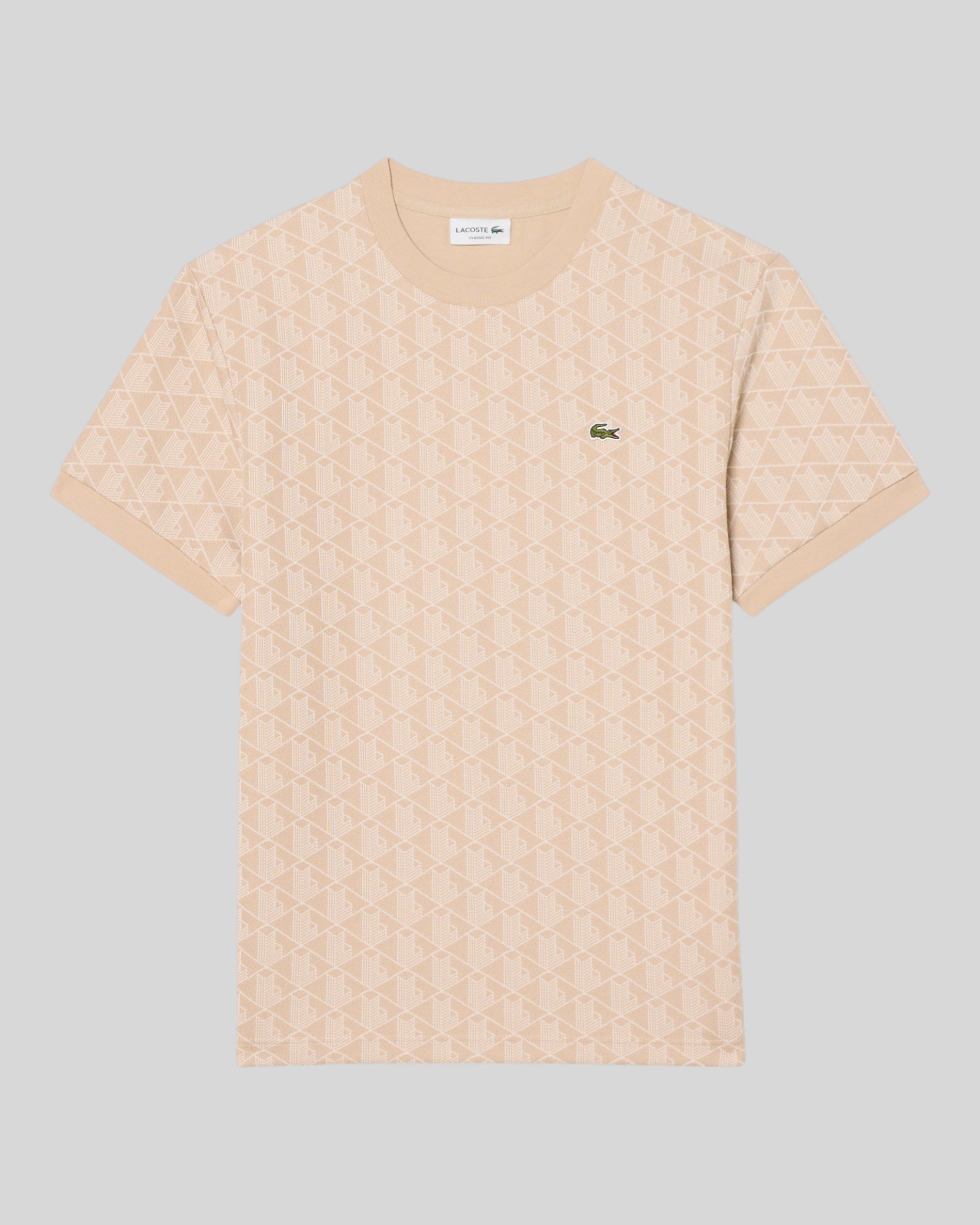 T-Shirt Monogramm In Jacquard Classic Fit Beige e Bianco TH1197 00 8GI Lacoste