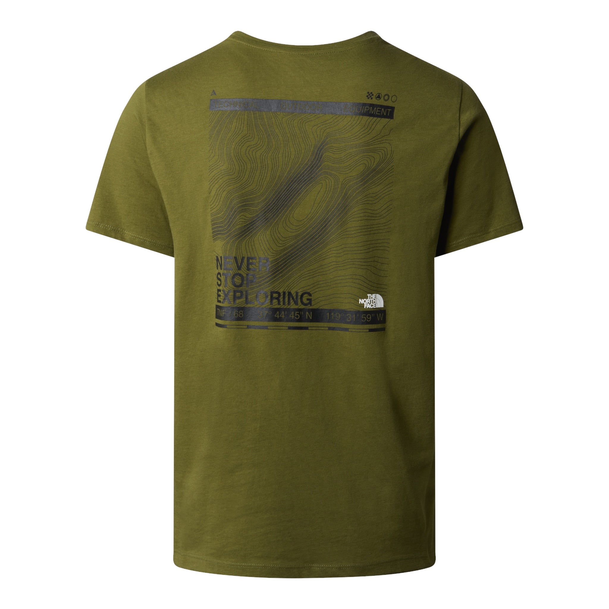 T-Shirt M Foundation Mountain Lines Graphic Tee Forest Olive NF0A8830PI The North Face