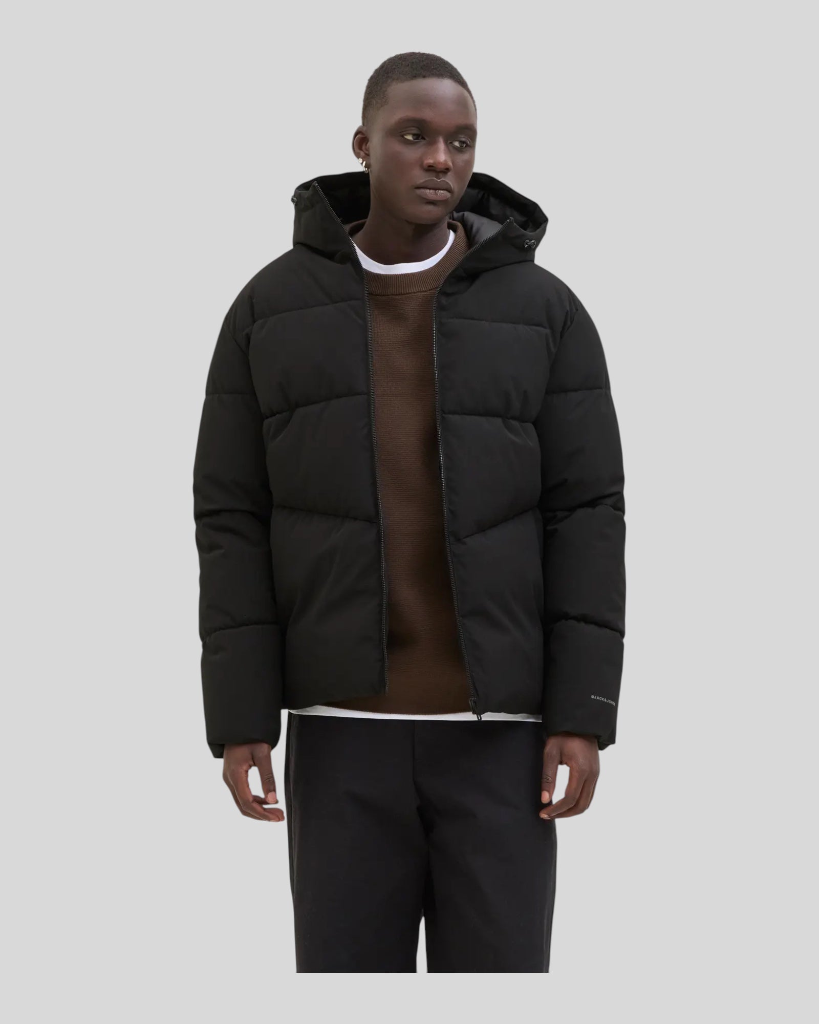 Giubbotto Con Cappuccio Global Puffer Jacket Nero 12283517 Jack & Jones