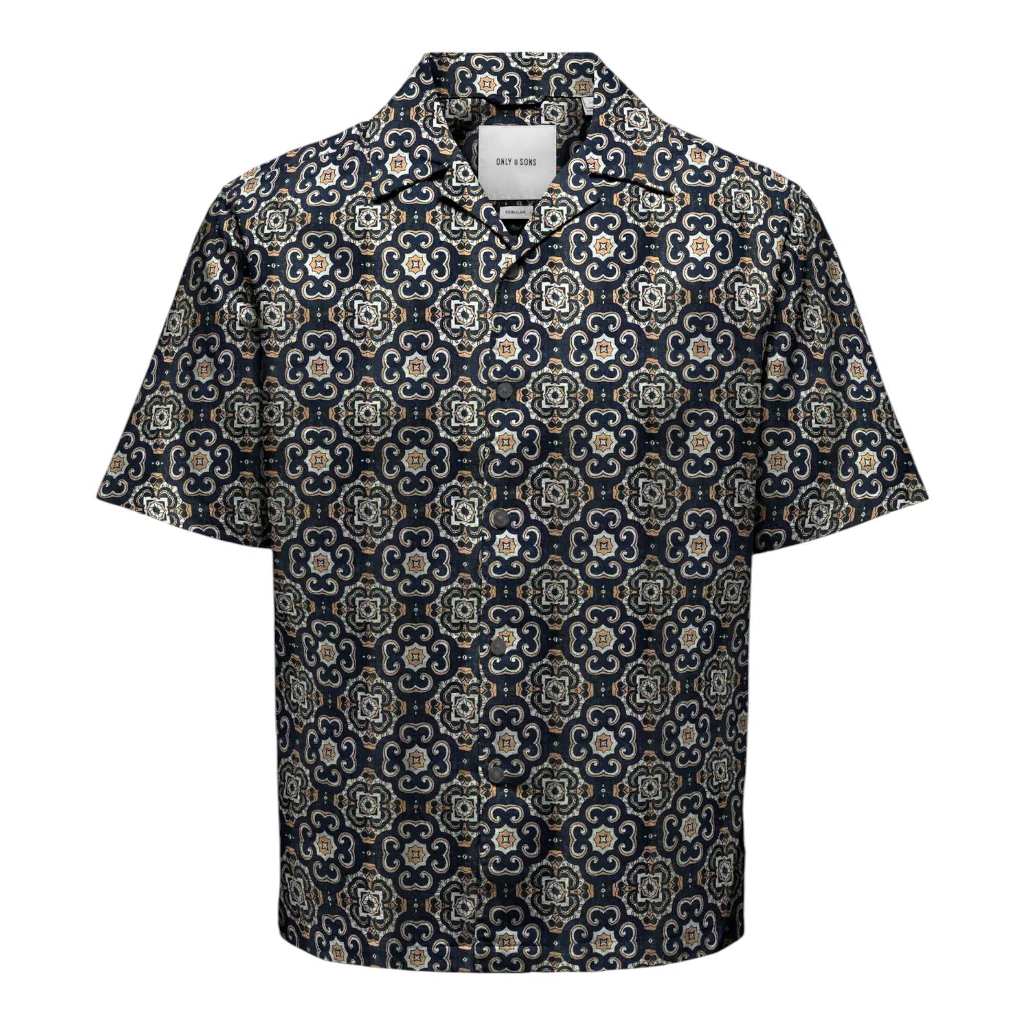 Camicia Maniche Corte Caiden Reg Aop Shirt Cork Lisabon 22032833 Only & Sons