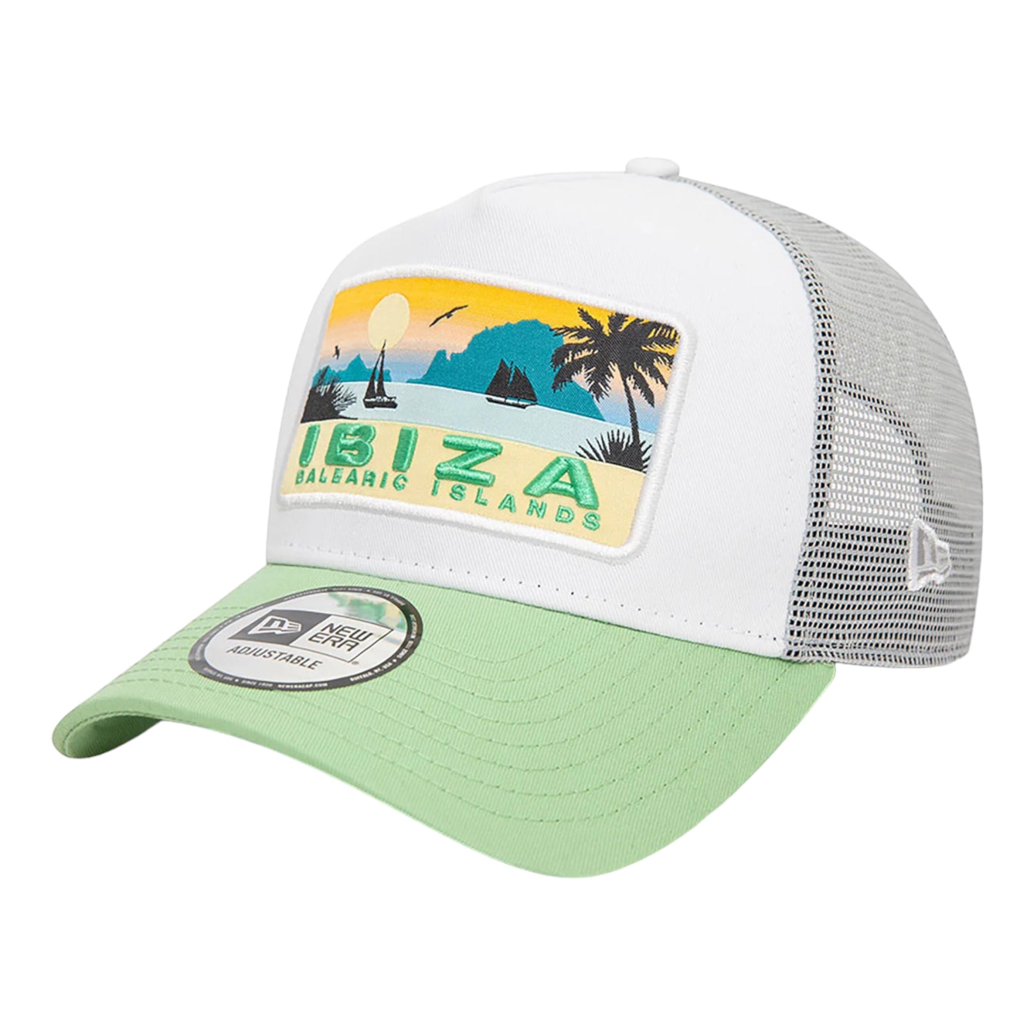 Adult Unisex Ibiza Trucker Hat White Green 60503542 New Era