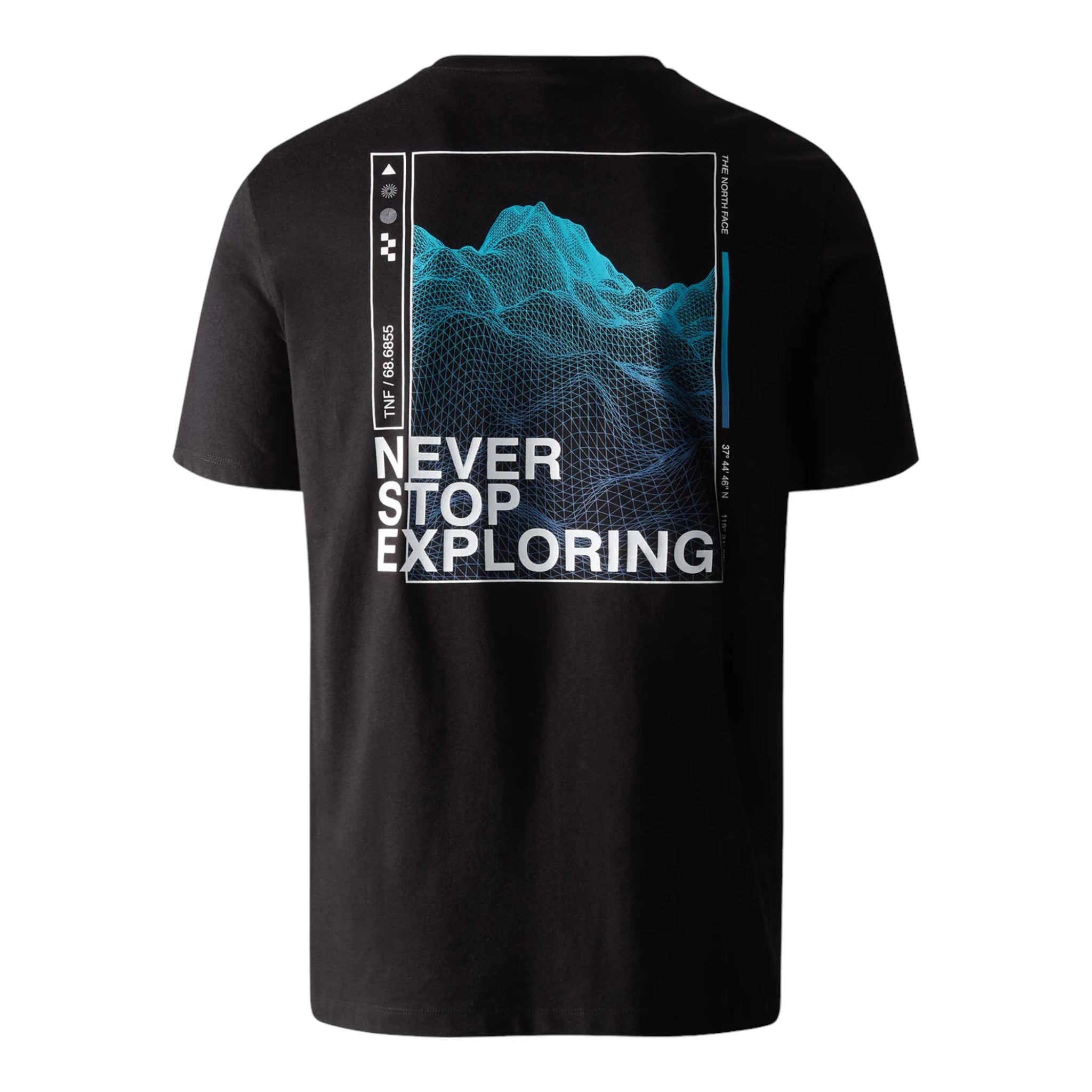 T-Shirt M Foundation Mountain Graphic Tee Black/Optic Blue NF0A86XHOGF1 The North Face