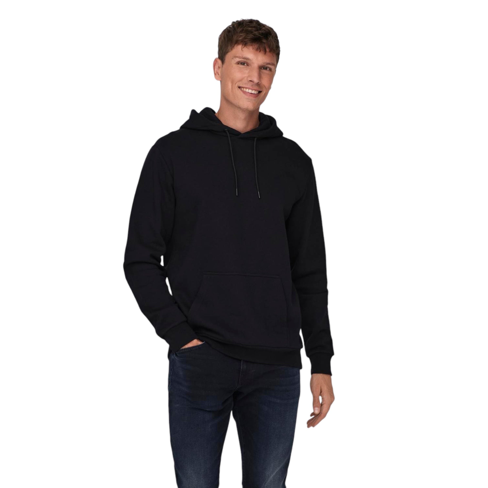 Felpa Con Cappuccio Basic Ons Ceres Hoodie Nero 22018686 Only & Sons