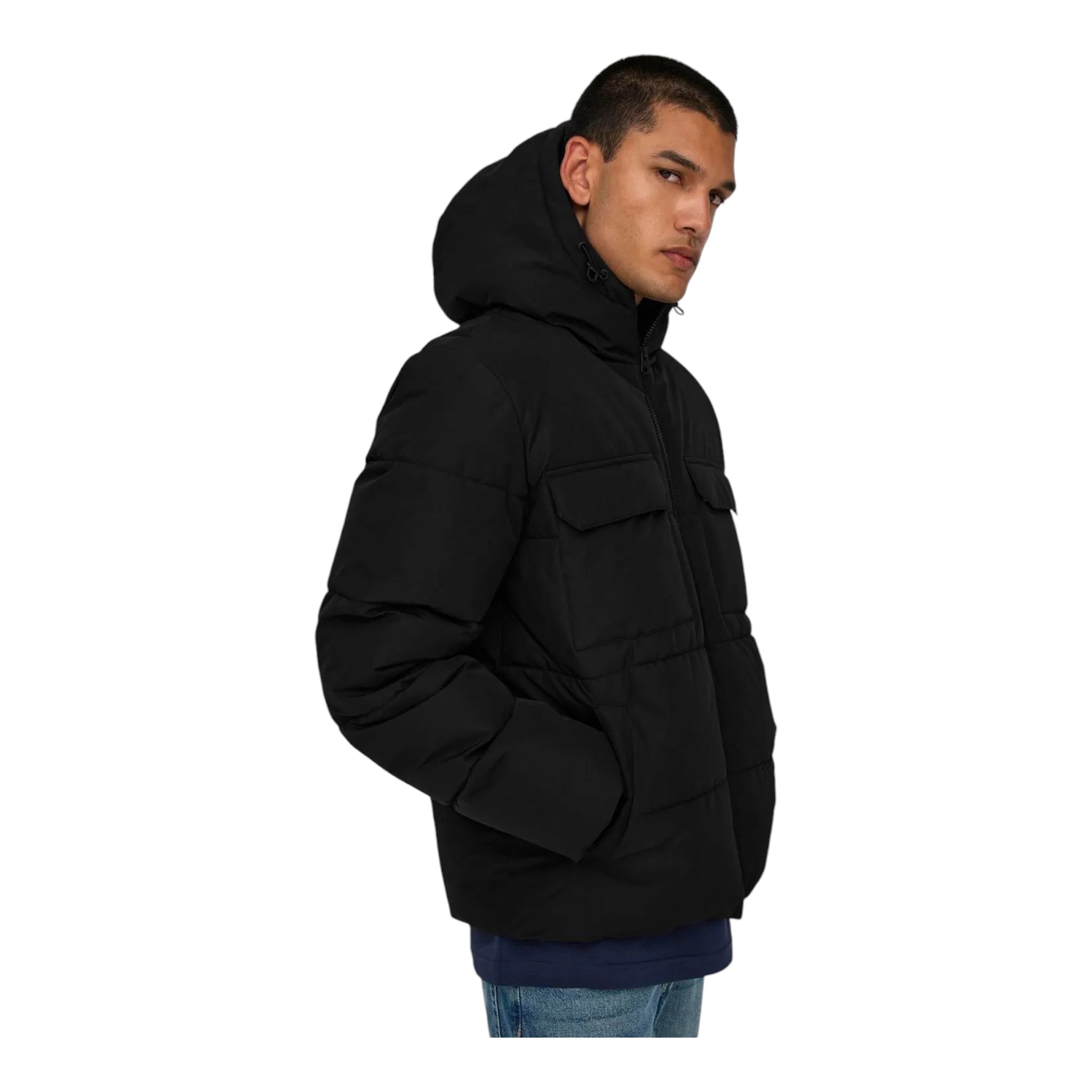 Giubbotto Con Cappuccio Elija Pocket Hoodie Jacket Nero 22029661 Only & Sons