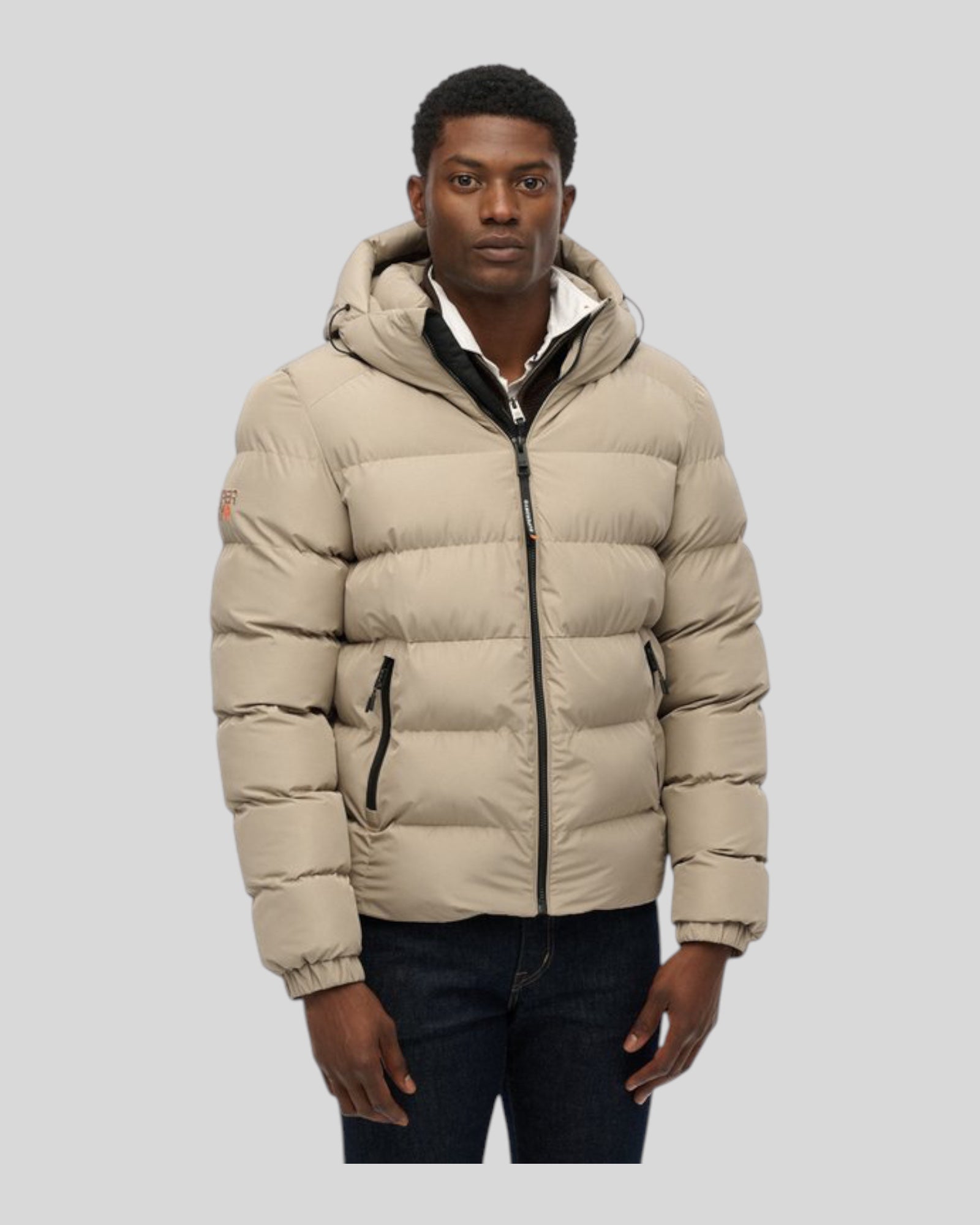 Giubbino Con Cappuccio Hooded Sports Puffer Jacket  Beige M5011905A Superdry