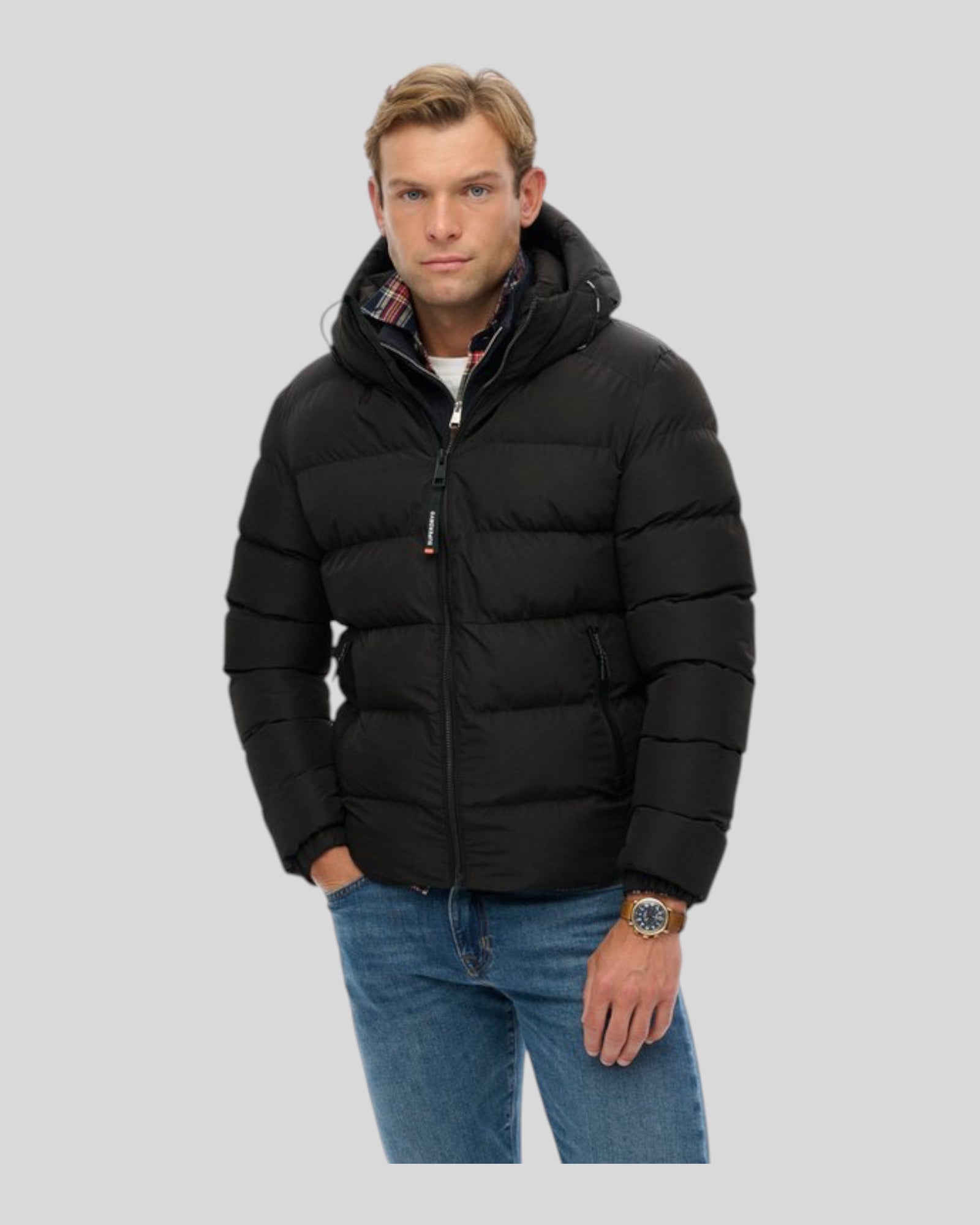 Giubbino Con Cappuccio Hooded Sports Puffer Jacket  Nero M5011905A Superdry