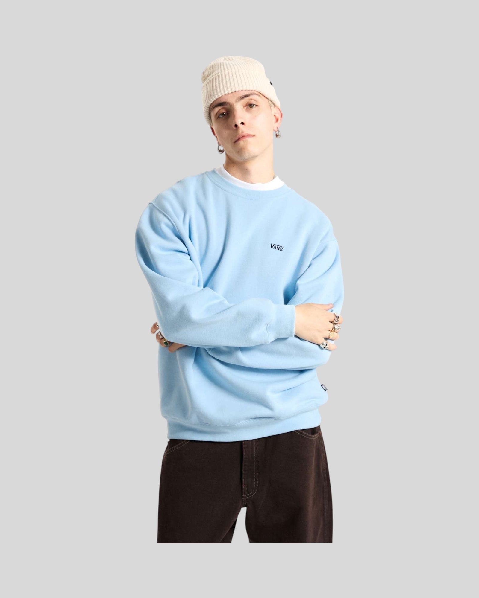 Felpa Girocollo M Left Chest Loose Crew Celeste VN000P20EML Vans